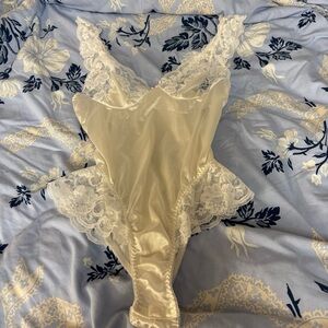 Ashley Taylor white lace bodysuit lingerie